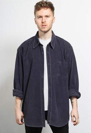 VINTAGE CORDUROY CORD SHIRT BLUE
