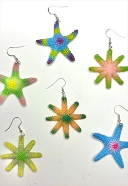 handmade funky unisex weird starfish festival earrings