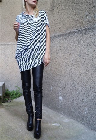 LOOSE BLOUSE ASYMMETRICAL TUNIC OVERSIZED TOP DRAPED F1604