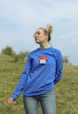 'WEAR YOUR MASK' LONG SLEEVED T-SHIRT BLUE