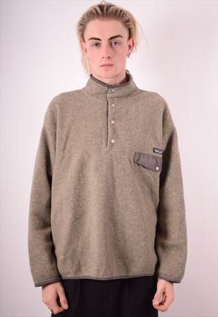 PATAGONIA MENS VINTAGE FLEECE JUMPER LARGE GREY 90S