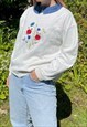 VINTAGE COTTAGECORE FLORAL EMBROIDERED COLLARED SWEATSHIRT