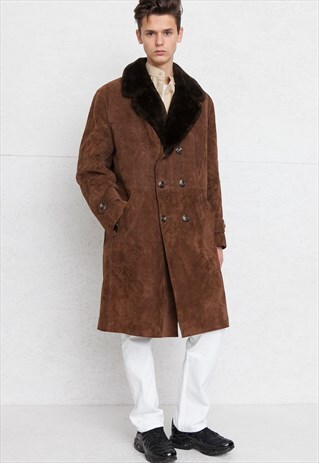 VINTAGE BROWN CANDA LAMB SUEDE SHEARLING COAT