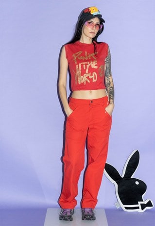 Vintage Y2K classic cargo workers trousers in poppy red
