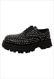 STUDDED SHOES GOING OUT METALLIC EMBELLISHED BROGUES BLACK