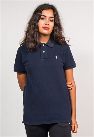 VINTAGE 90'S RALPH LAUREN NAVY BLUE POLO T-SHIRT