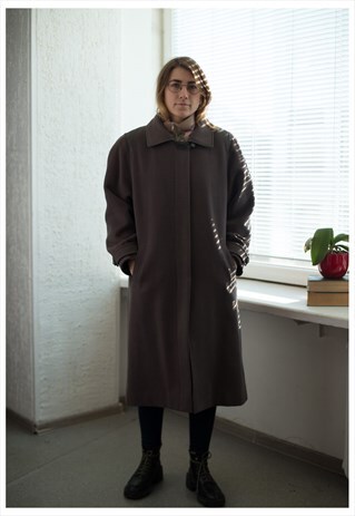 VINTAGE 80'S BROWN WOOL WINTER COAT