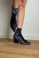 VINTAGE VELVET PURPLE ANKLE BOOTS