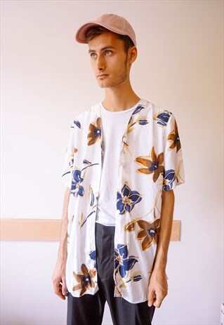 VINTAGE FLOWER PATTERNED COLORFUL SHIRT