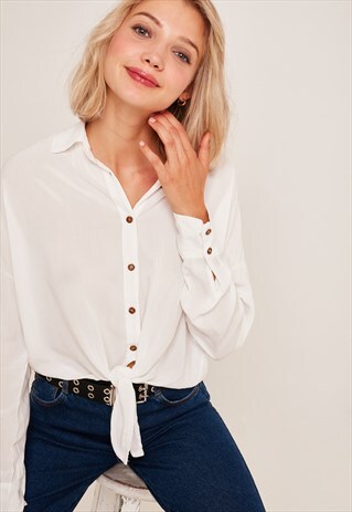 SUBDUED WHITE FRONT BOW SHIRT