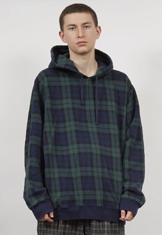 VINTAGE PREMIUM 90'S POLO RALPH LAUREN GREEN TARTAN HOODIE