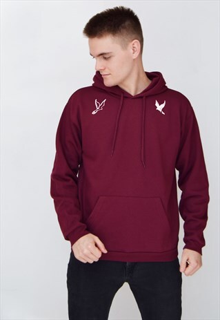 BURGUNDY GE BIRDS (WHITE) HOODIE