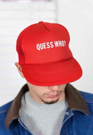 VINTAGE QUESS WHO? TRUCKER CAP LOGO 90S ONE SIZE 2.0