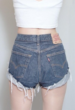 VINTAGE 1990'S LEVI'S 511 DARK WASH RAW HEM DENIM MOM SHORTS