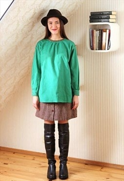 Bright green long sleeve cotton blouse