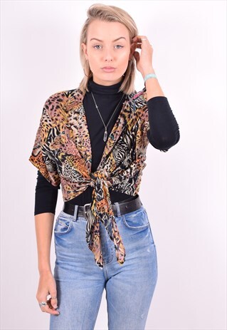 WOMENS VINTAGE WRAP SHIRT SMALL MULTI 90'S