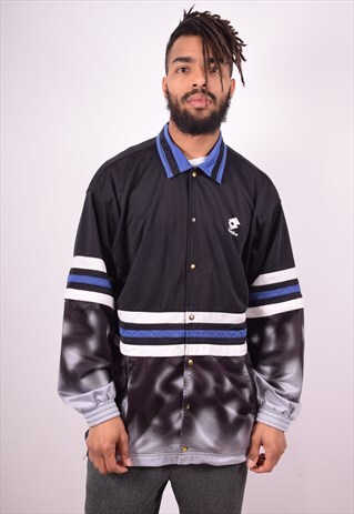 LOTTO MENS VINTAGE TRACKSUIT TOP JACKET LARGE BLACK 90'S