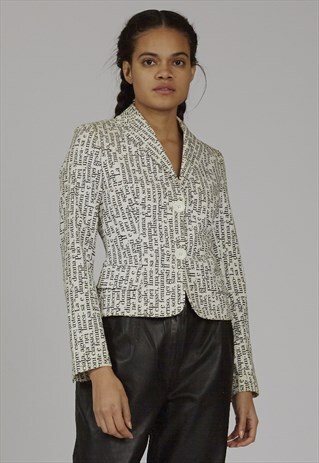 RARE VINTAGE 90'S FERRE TYPOGRAPHY PRINT BLAZER