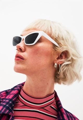 HILDA - EXTREME SPORTY CAT EYE WHITE SUNGLASSES