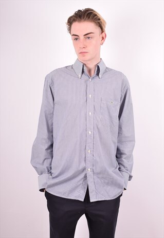 LACOSTE MENS VINTAGE SHIRT LARGE BLUE 90S