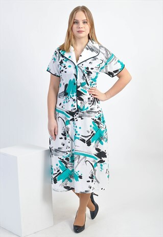 VINTAGE MIDI DRESS IN ABSTRACT PRINT