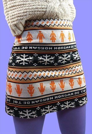 VINTAGE 90'S MORGAN DE TOI FOLK PATTERN MINI SKIRT