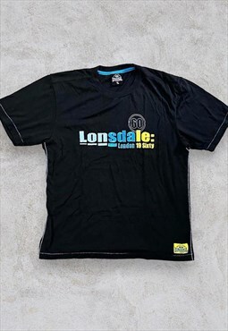 Vintage Lonsdale Embroidered 90s Black T-shirt