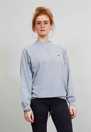 CLASSIC VINTAGE MARL GREY BLACK NIKE LOGO SWEATER