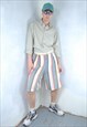 VINTAGE 80'S BAGGY BOARD LONG FUNKY STRIPPED FESTIVAL SHORTS