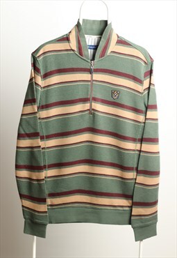 Vintage Golden Bear 1/4 zip Logo Striped Sweatshirt 