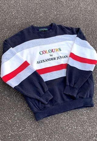 VINTAGE SWEATSHIRT EMBROIDERED SPELL OUT ALEXANDER JULIAN L