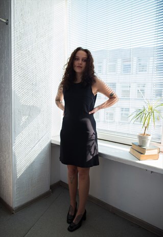 VINTAGE 80'S BLACK MINI SLEEVELESS DRESS
