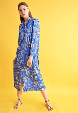 70'S RETRO HIPPIE BOHO FLORAL PATTERN MAXI ELEGANT DRESS