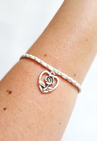 ROSE CHARM BRACELET WHITE VALENTINES GIFT