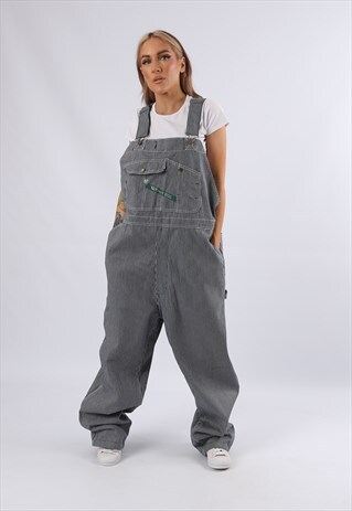 VINTAGE KEY DENIM DUNGAREES PIN STRIPE STRIPE PLUS SIZE L8CQ