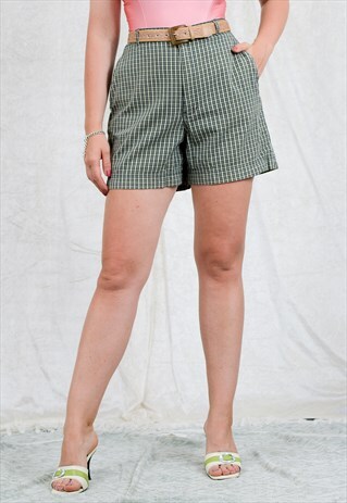 CHECKERED SHORTS W31 SUPER HIGH WAIST VINTAGE CHECK BERMUDA