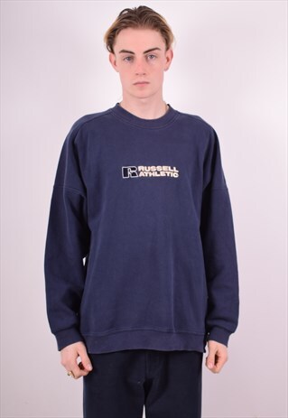 RUSSELL ATHLETIC MENS VINTAGE SWEATSHIRT JUMPER XL BLUE 90S