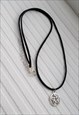 BLACK WRAP CHOKER - SILVER PENTAGRAM CHOKER