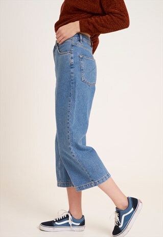SUBDUED CROPPED DENIM CULOTTES