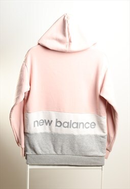 Vintage New Balance Logo Spell out Hoodie Pink and Grey