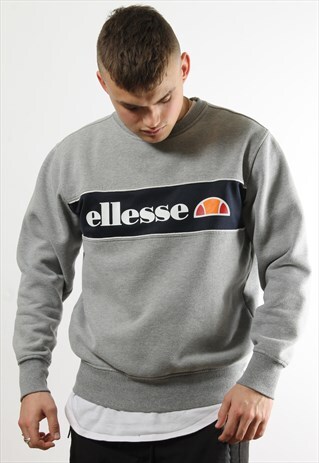 VINTAGE ELLESSE GREY SWEATER WITH SPELL OUT LOGO