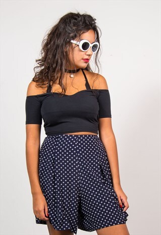 VINTAGE 90'S PATTERNED HIGH WAIST CULOTTES SHORTS