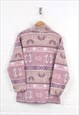 VINTAGE FLEECE 1/4 ZIP AZTEC PATTERN LILAC LADIES SMALL