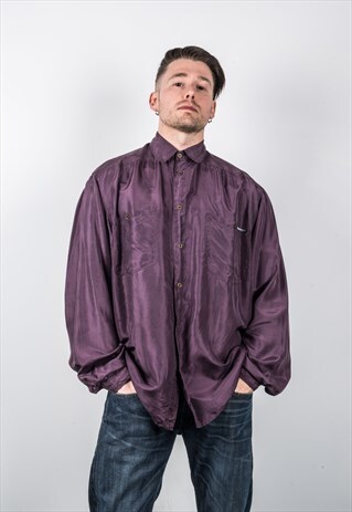 VINTAGE 1980S PURPLE SILK SHIRT
