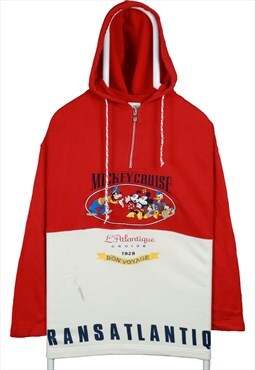 Vintage 90's Disney Hoodie Mickey Cruise Quarter Zip Red