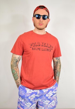 POLO JEANS CO RALPH LAUREN ORANGE SPELL OUT T SHIRT