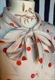 VINTAGE 80S RED POLKA DOTS PUSSY BOW SATIN BLOUSE, UK14/16