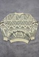 VINTAGE KNITTED JUMPER ABSTRACT PATTERNED KNIT SWEATER