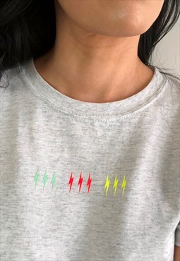 Mini neon lightning bolt t-shirt- Grey unisex fit