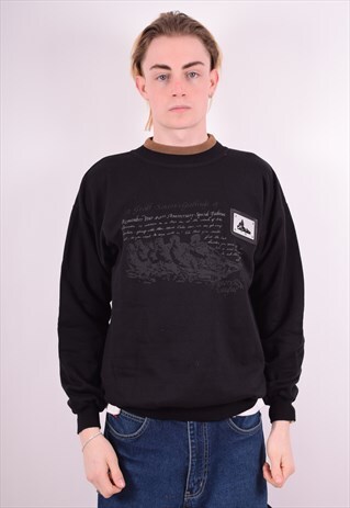 MENS VINTAGE SWEATSHIRT JUMPER MEDIUM BLACK 90S